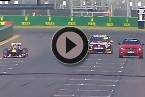 Enfrentamiento entre el Mercedes-Benz C63 AMG, V8 Supercar y el Red Bull F1 del 2011 en Melbourne
