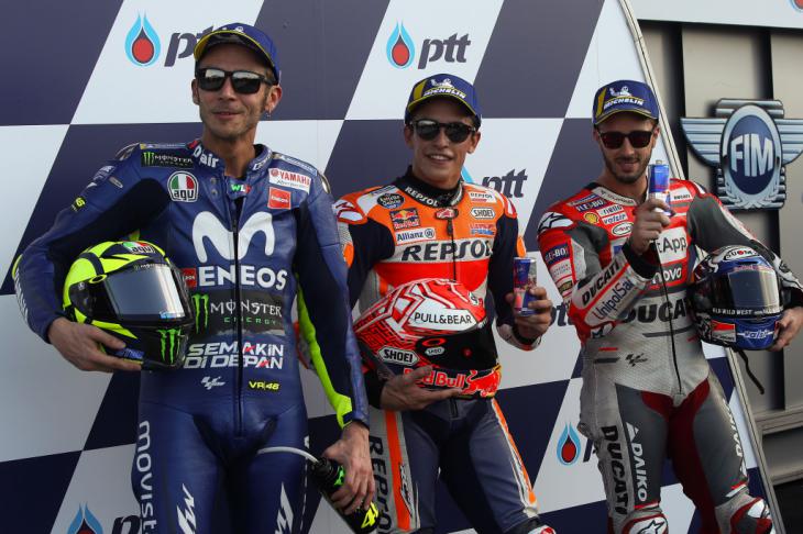 Márquez, Rossi y Dovizioso, ¡vaya trio!