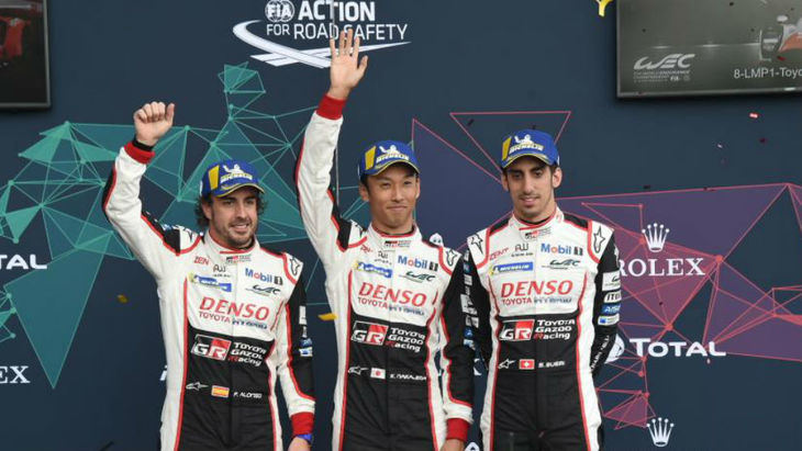 Alonso vencedor con Buemi y Nakajima