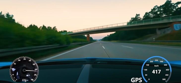 Bugatti Chiron filmado a 416,8 Km/h en una Autobahn