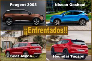 Los SUV más vendidos: Nissan Qashqai, Peugeot 3008, Hyundai Tucson y Seat Ateca, enfrentados