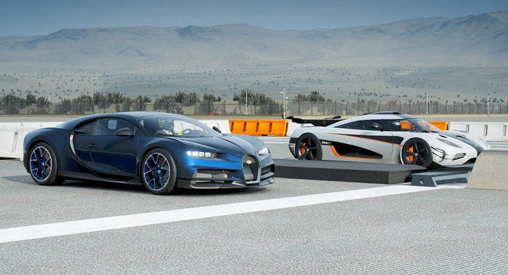 El Bugatti Chiron ha perdido su primera drag race virtual con el Koenigsegg One:1